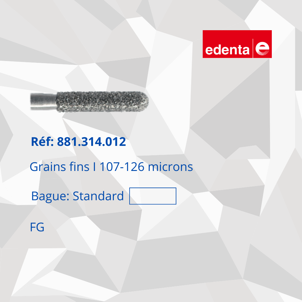Fraise FG Edenta cylindrique bout arrondi – instrument rotatif pour soins dentaires