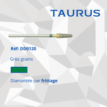 Fraise diamantée gros grains bague verte Taurus pour dentiste ou prothésiste dentaire