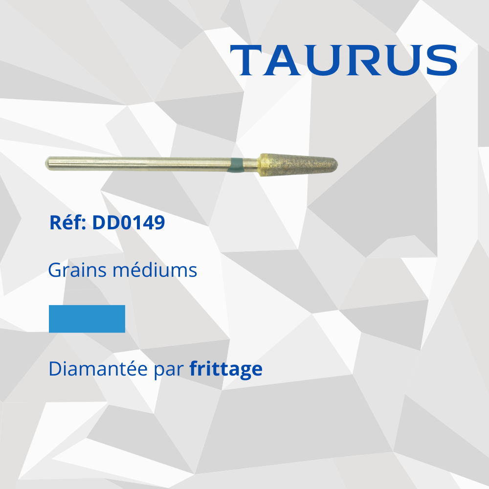 Fraise diamantée  grains médiums bague bleu Taurus pour dentiste ou prothésiste dentaire