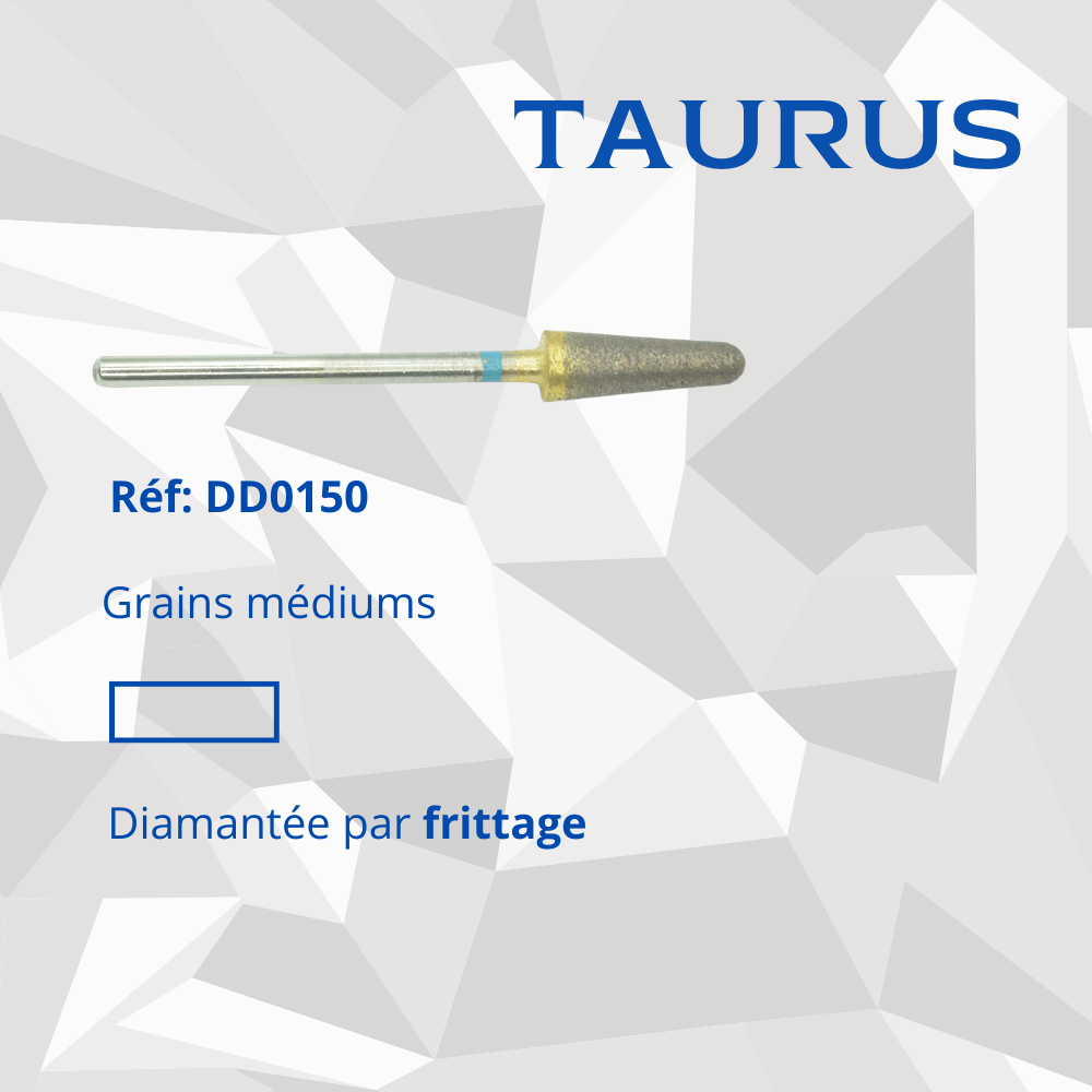 Fraise diamantée  grains médiums bague bleu Taurus pour dentiste ou prothésiste dentaire