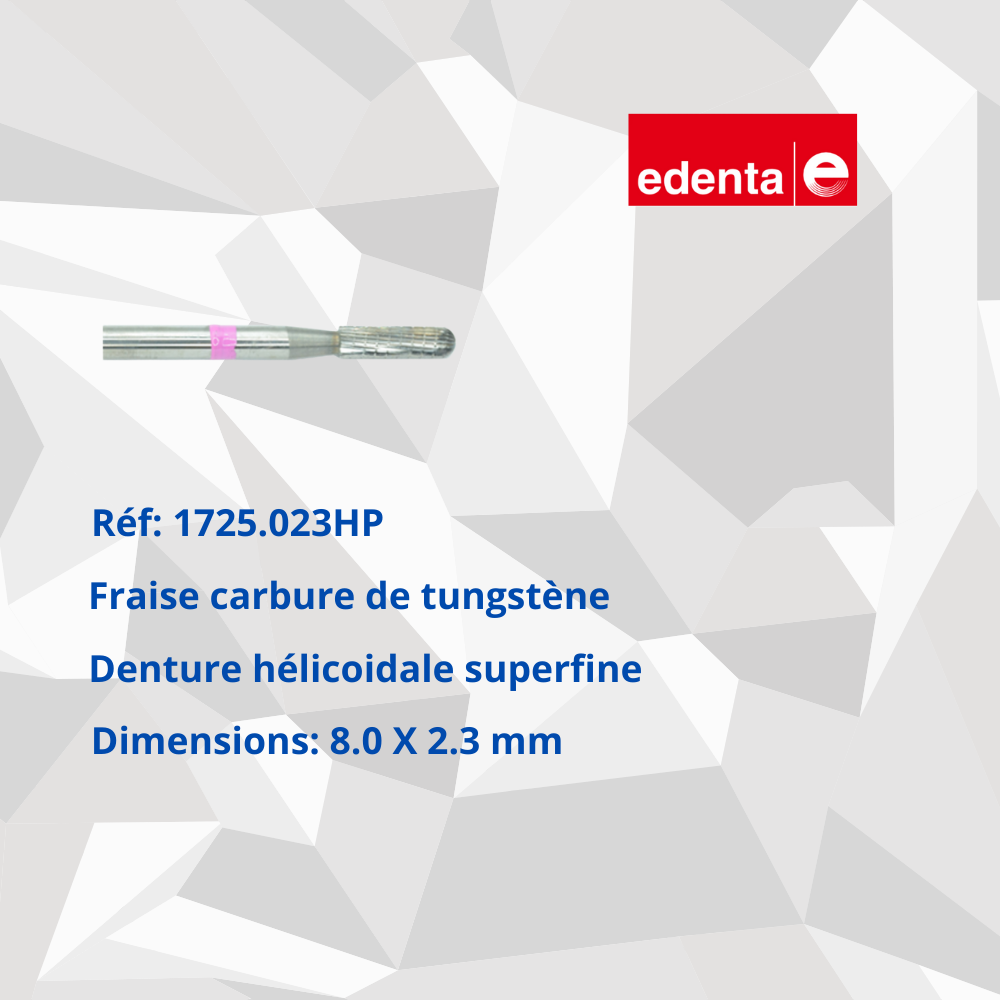 Fraise hélicoïdale superfine 8 x 0,23 mm - Haute précision