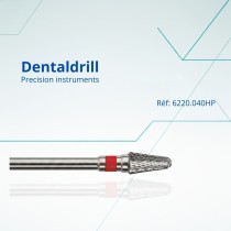 Fraise carbure Edenta 6220.040 HP conique forme FG dentaire bague rouge.