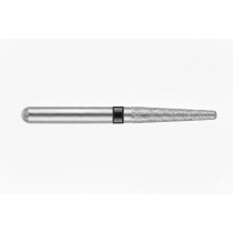 Fraise diamantée FG 848 flamme bout plat de luxe, bague noire grain ultra-épais, acier inoxydable brossé.