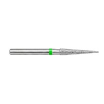 Instrument rotatif dentaire diamanté, profil flamme fine pour la finition des préparations et le polissage interproximal.