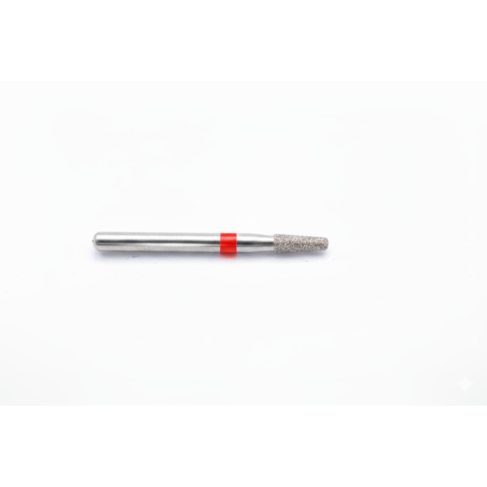 Illustration professionnelle d'une fraise diamantée FG 845 avec revêtement scintillant et corps en acier brossé.